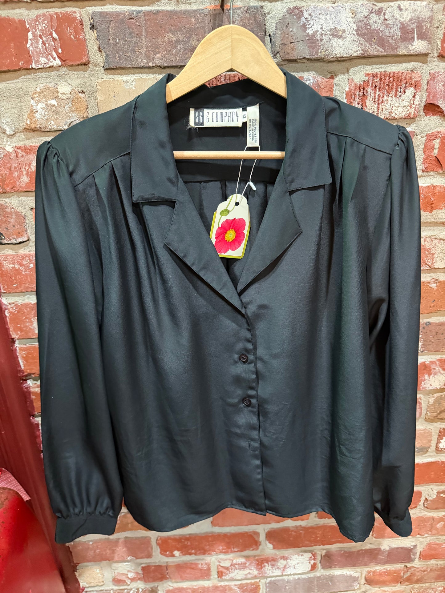 SK & Company Satin-Finished Notched Collar Blouse