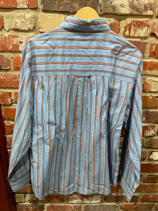 Chaps Blue/Orange Stripe Button Down