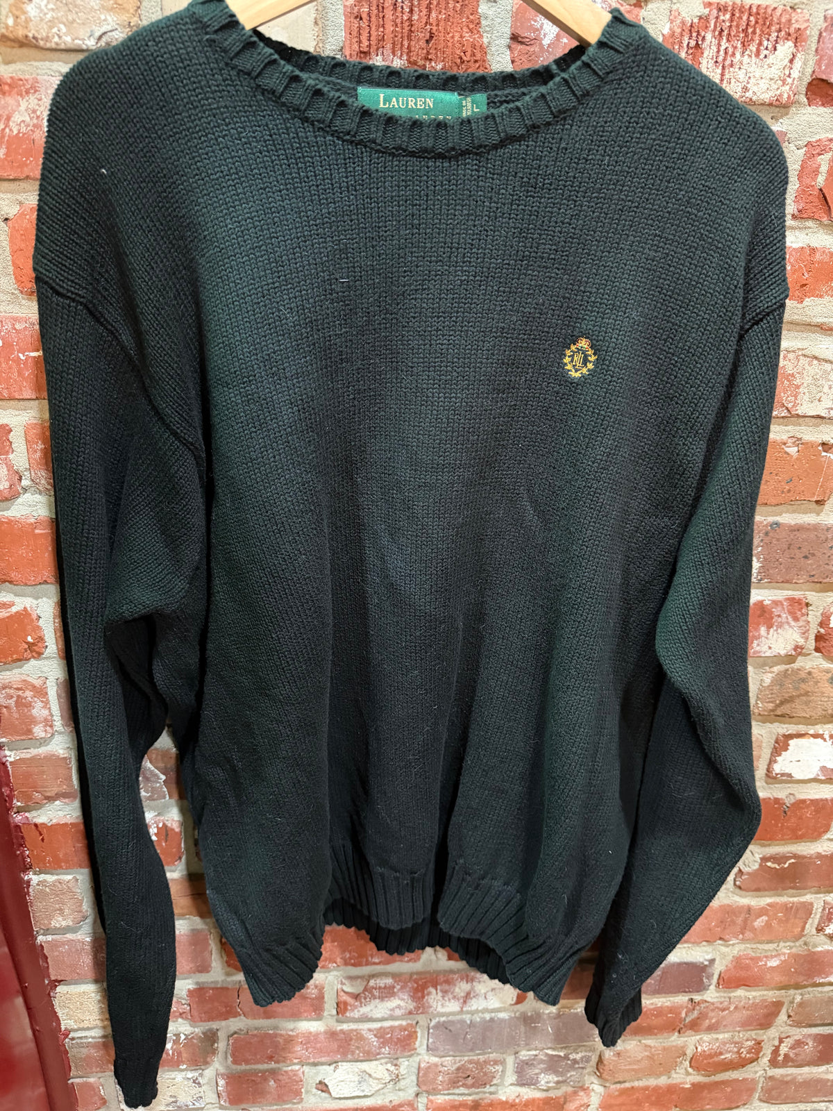 Ralph Lauren Lauren Black Crest Knit Sweater
