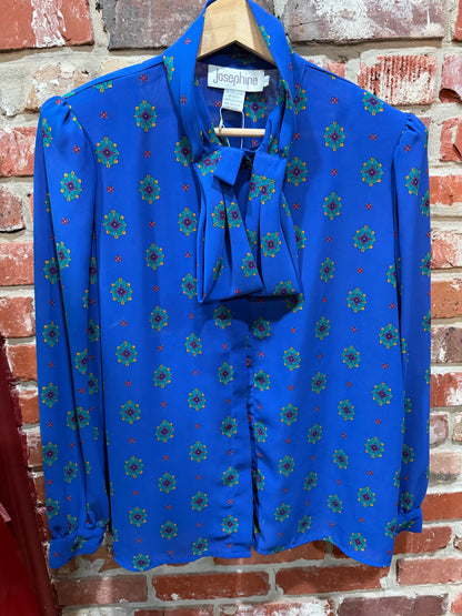 Josephine Royal Blue Print Blouse