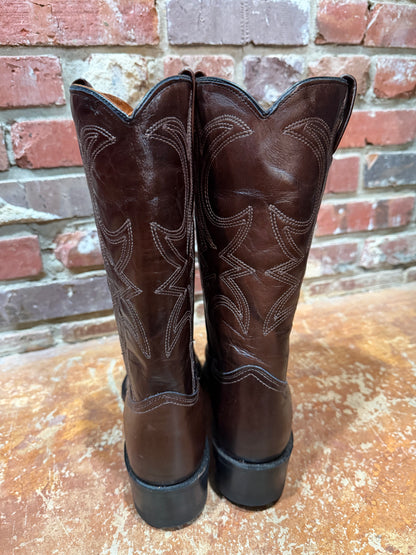 Dark Brown Flame Stitch Boots