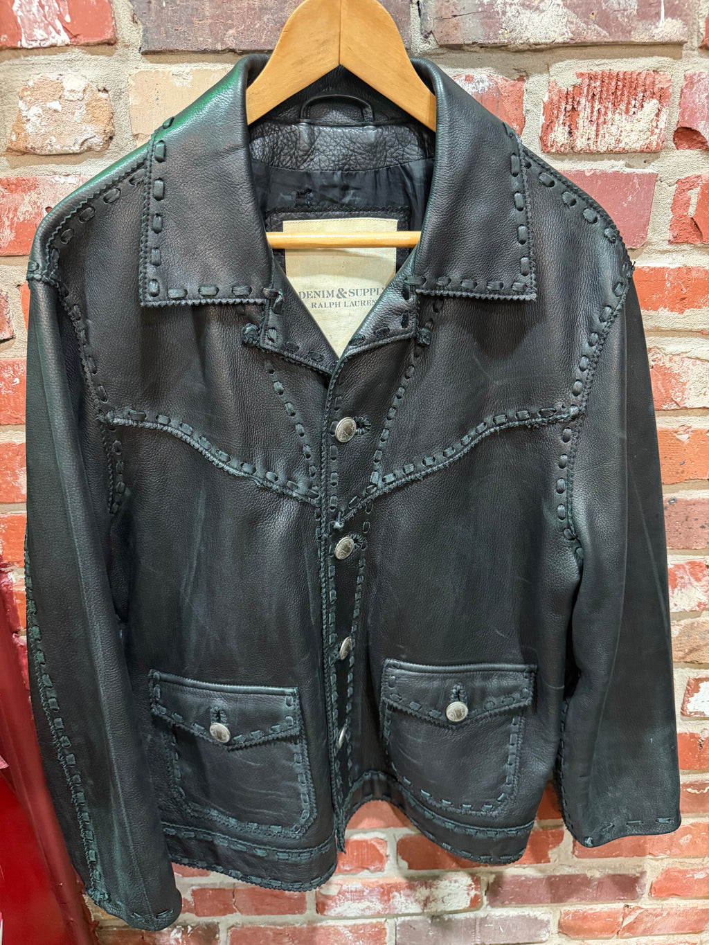 Ralph Lauren Denim & Supply Black Leather Western Jacket