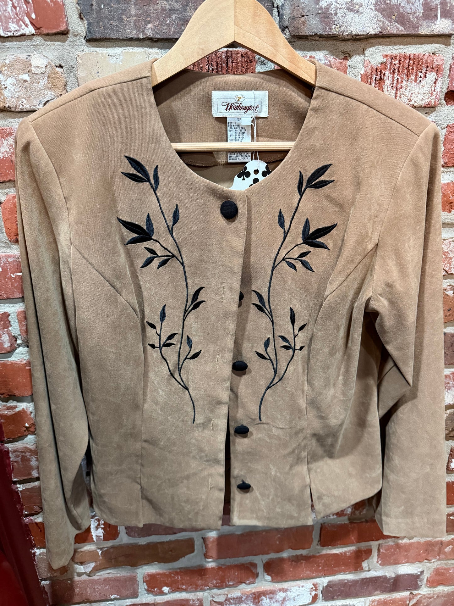 Worthington Embroidered Faux-Suede Jacket