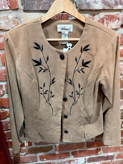 Worthington Embroidered Faux-Suede Jacket