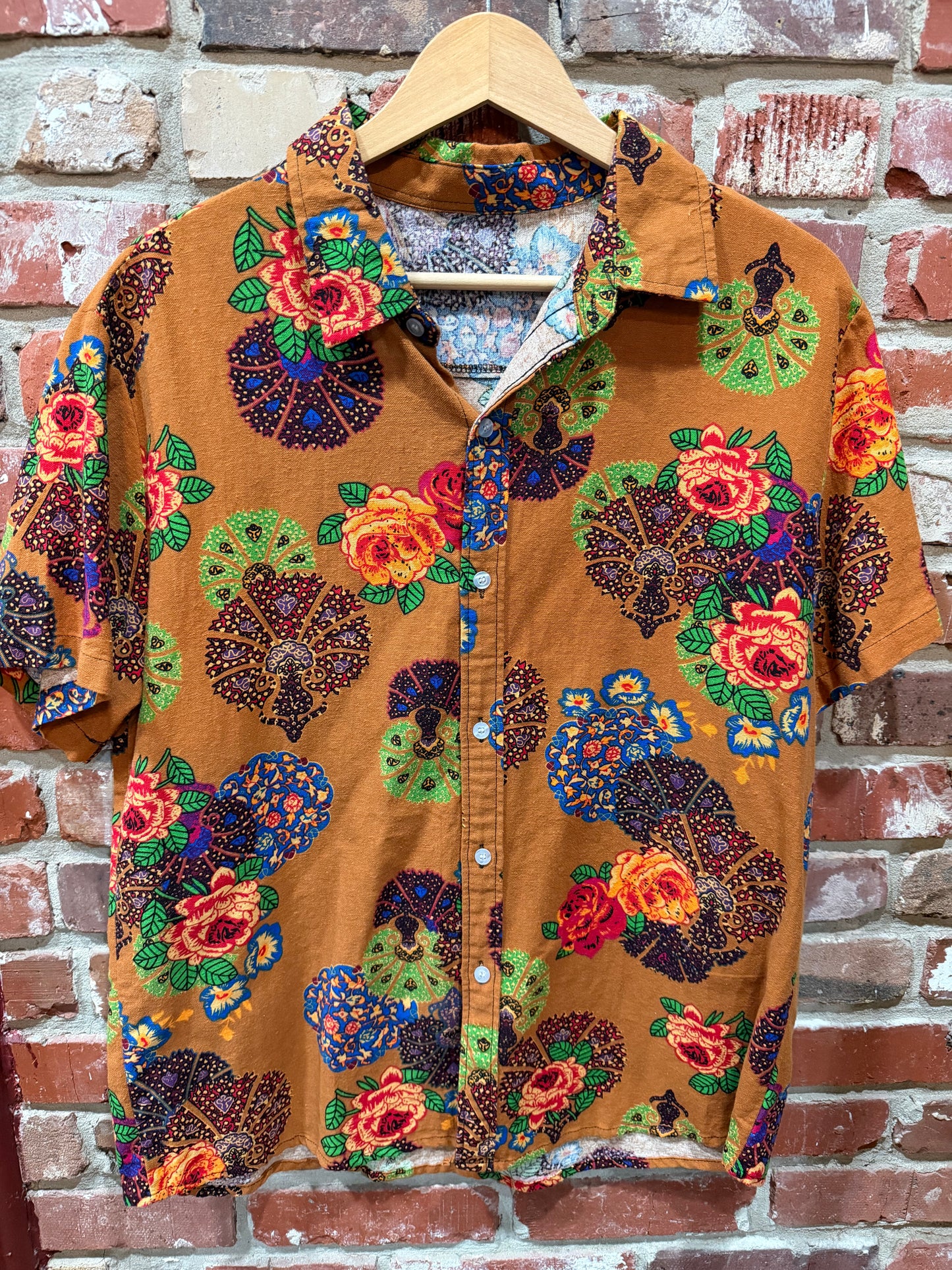 Boho Floral Short-Sleeve Button Up
