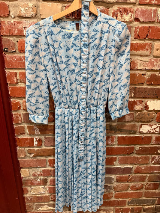 Powder Blue Geometric Print Day Dress