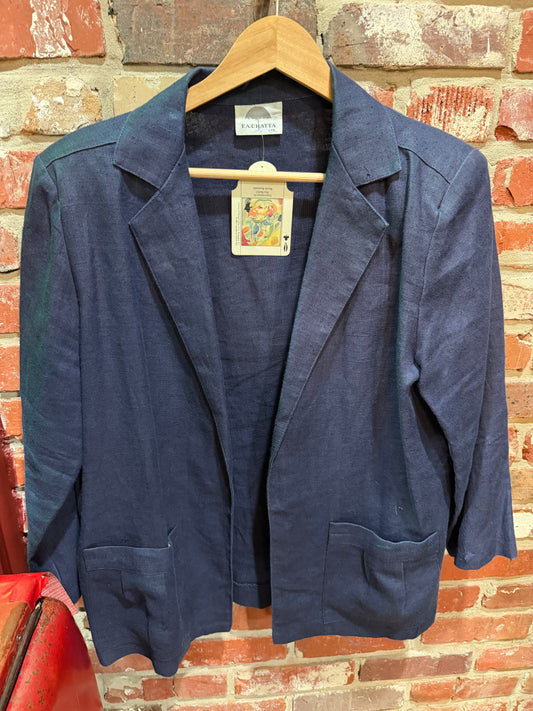 F.A. Chatta Navy Linen Blazer
