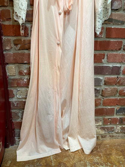 Jolie Lace-Trimmed Blush Satin Robe
