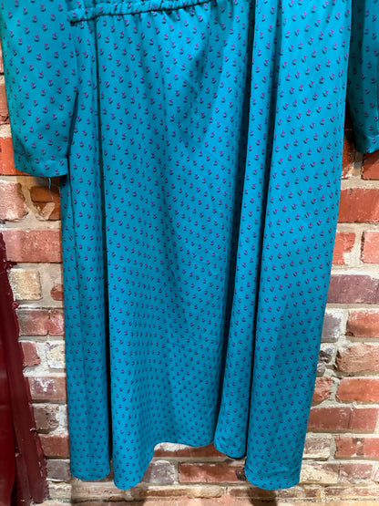 Ms. Chaus Teal Ruffed Bib Dress