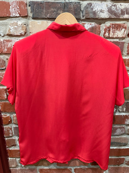 Haberdas Her Red Rose Blouse