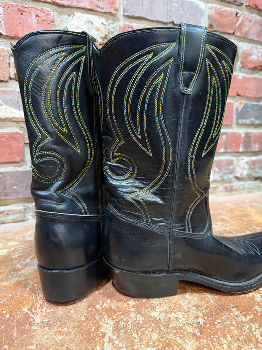 Black Yellow Stitch Short Boots