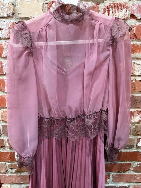 Purple Pleated Dress with Cover Up