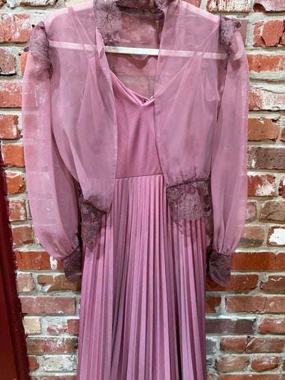 Purple Pleated Dress with Cover Up