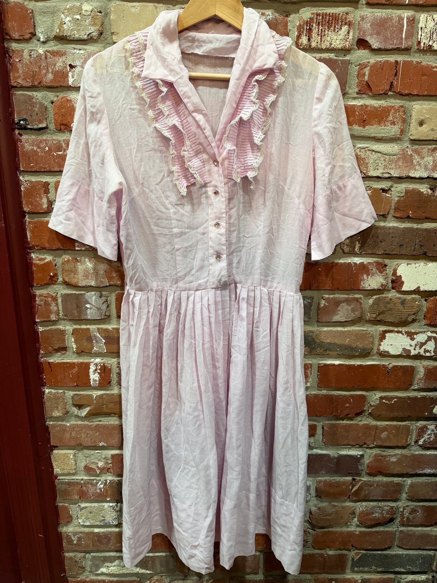 Pleated Pink Ruffle Dress