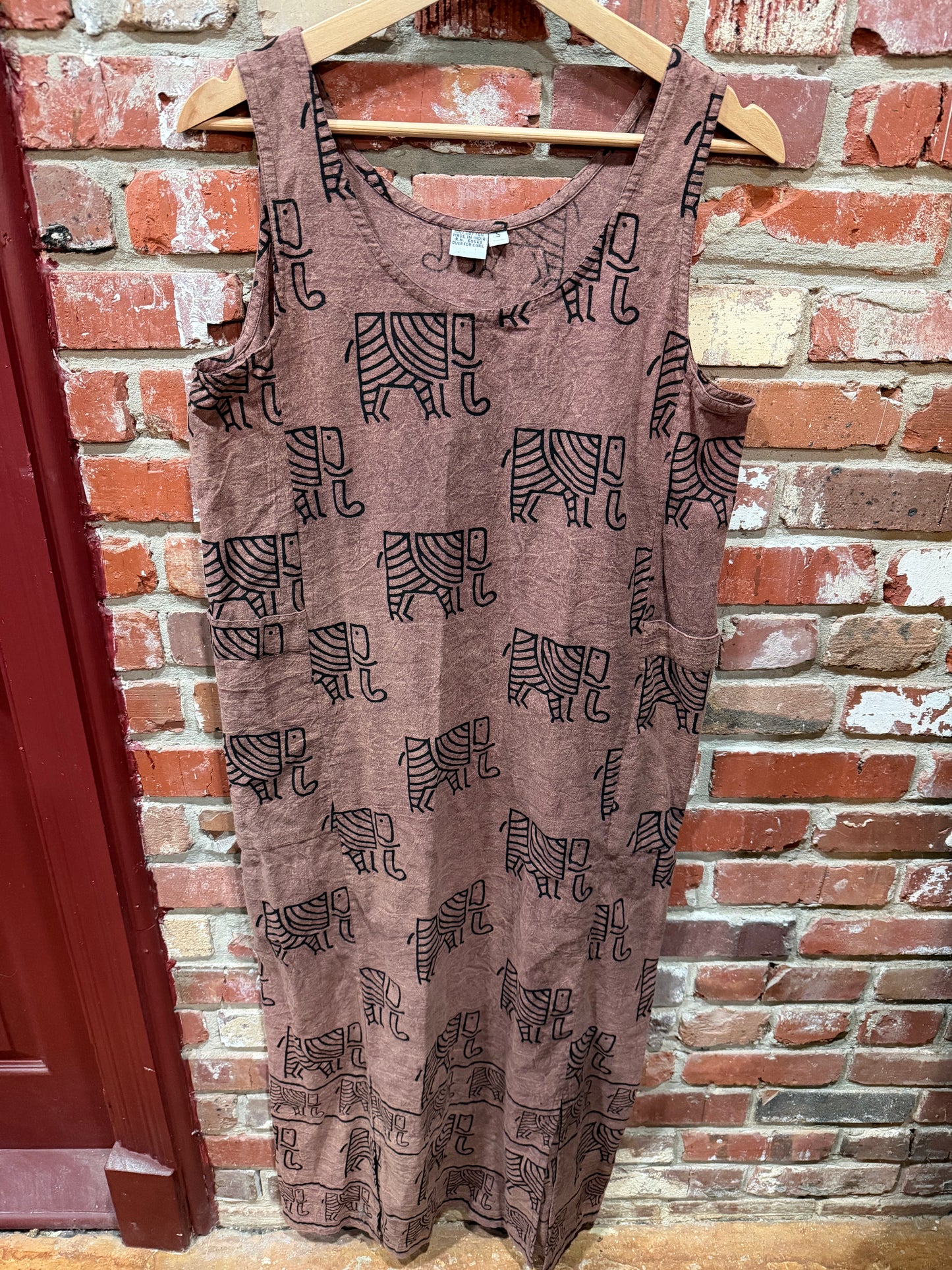 Brown Elephant Print Dress