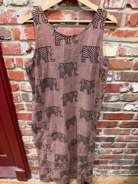 Brown Elephant Print Dress