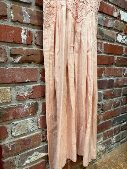 Plaza South 70s Peach Embroidered Dress