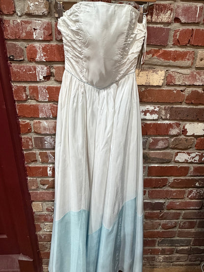 Candi Jones Blue/White Strapless Dress
