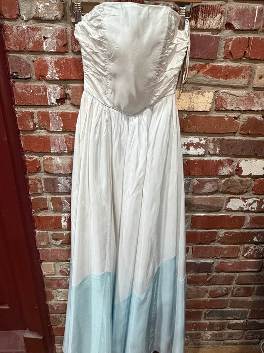 Candi Jones Blue/White Strapless Dress