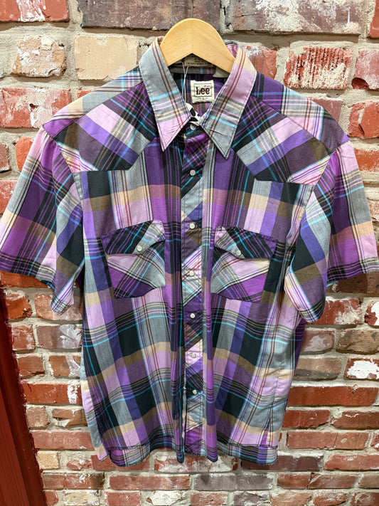 Lee Purple Plaid Pearl Snap