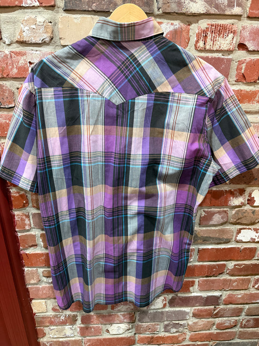 Lee Purple Plaid Pearl Snap
