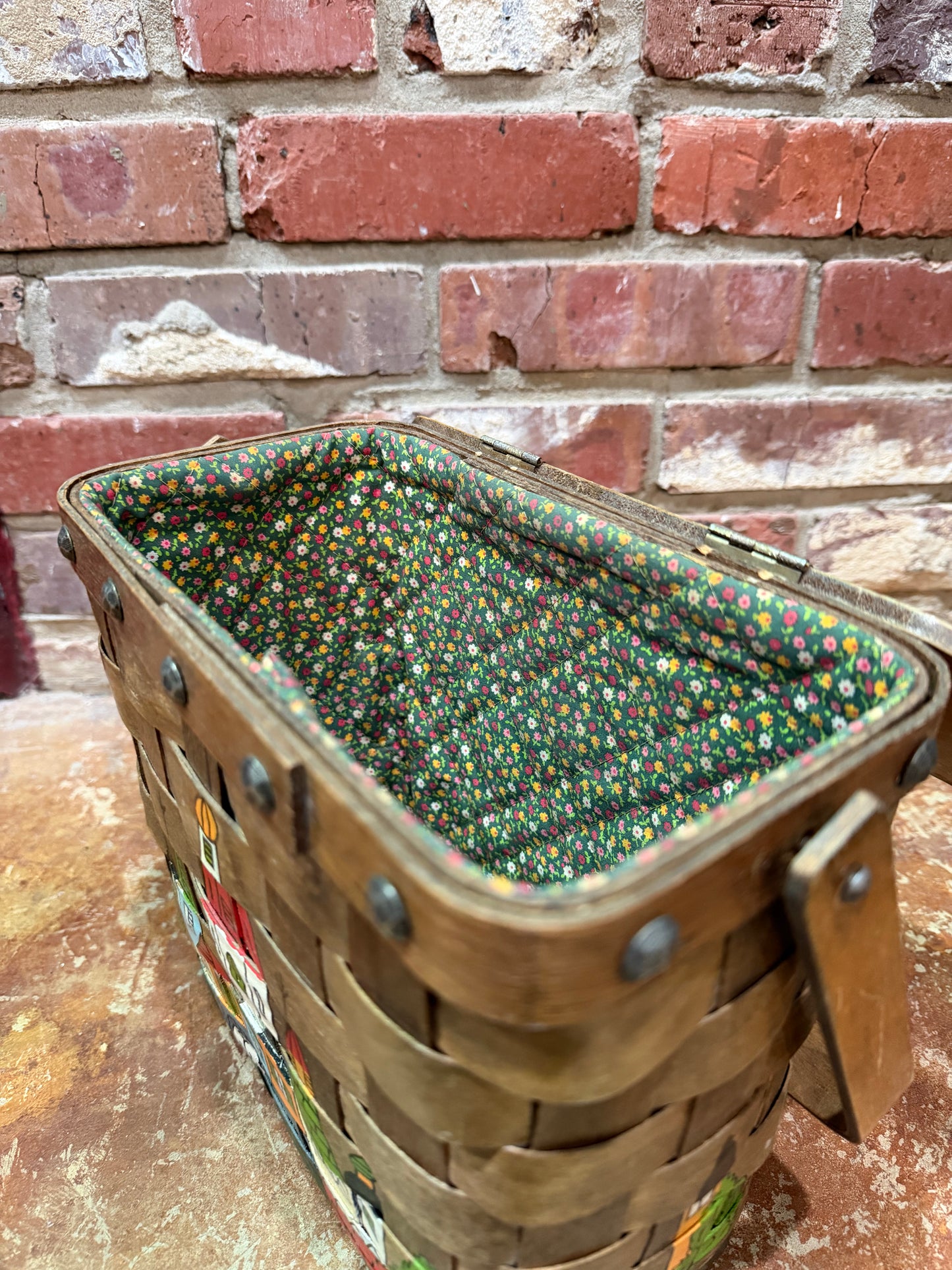 Hand-Painted Woven Wood Basket Purse