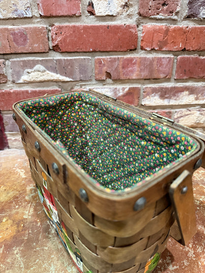 Hand-Painted Woven Wood Basket Purse