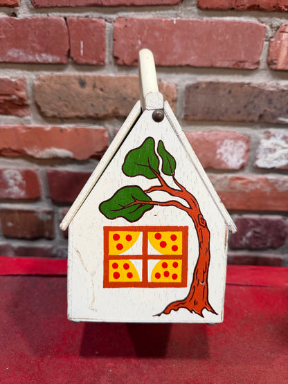 Hand-Painted Wooden House Purse