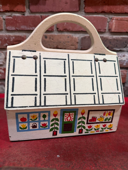 Hand-Painted Wooden House Purse
