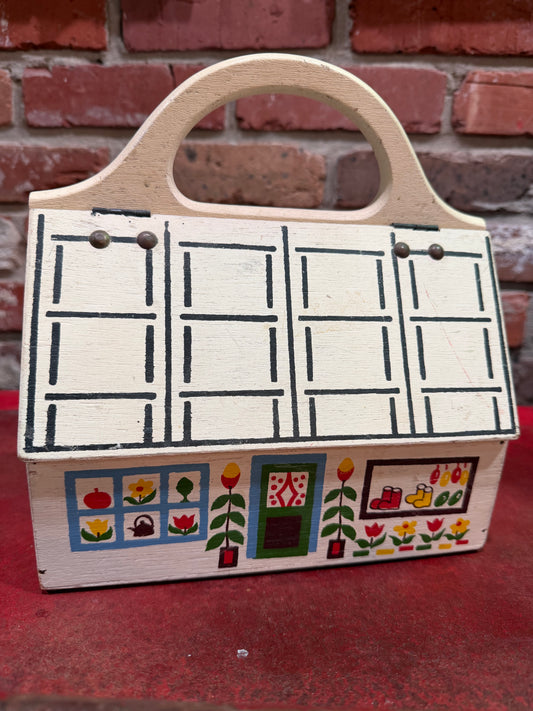 Hand-Painted Wooden House Purse