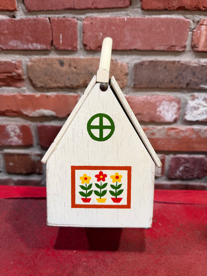 Hand-Painted Wooden House Purse