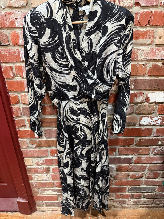 Argenti Abstract Black Silk Dress