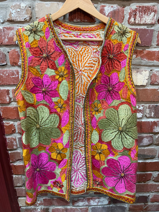 Embroidered Floral Vest