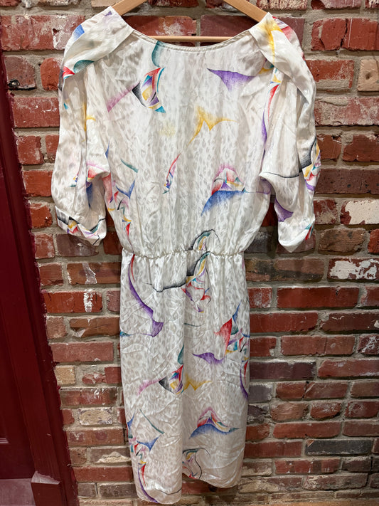 Melissa Lane White Abstract Dress