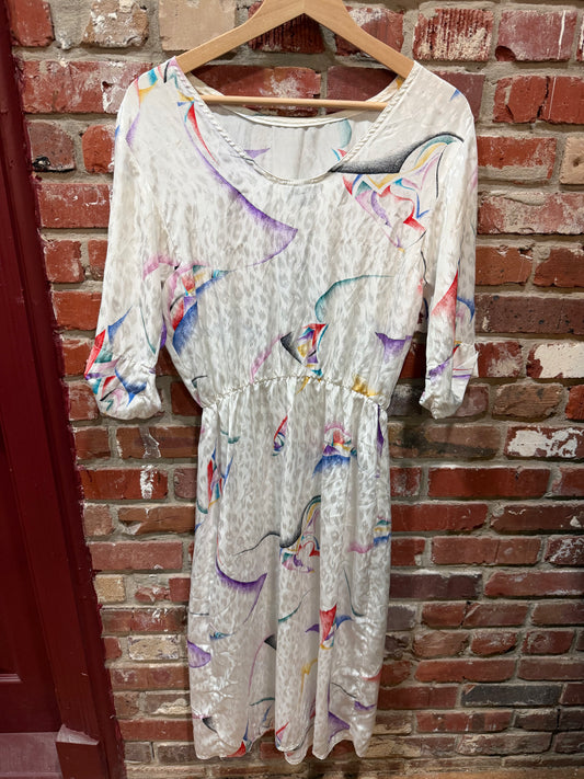Melissa Lane White Abstract Dress