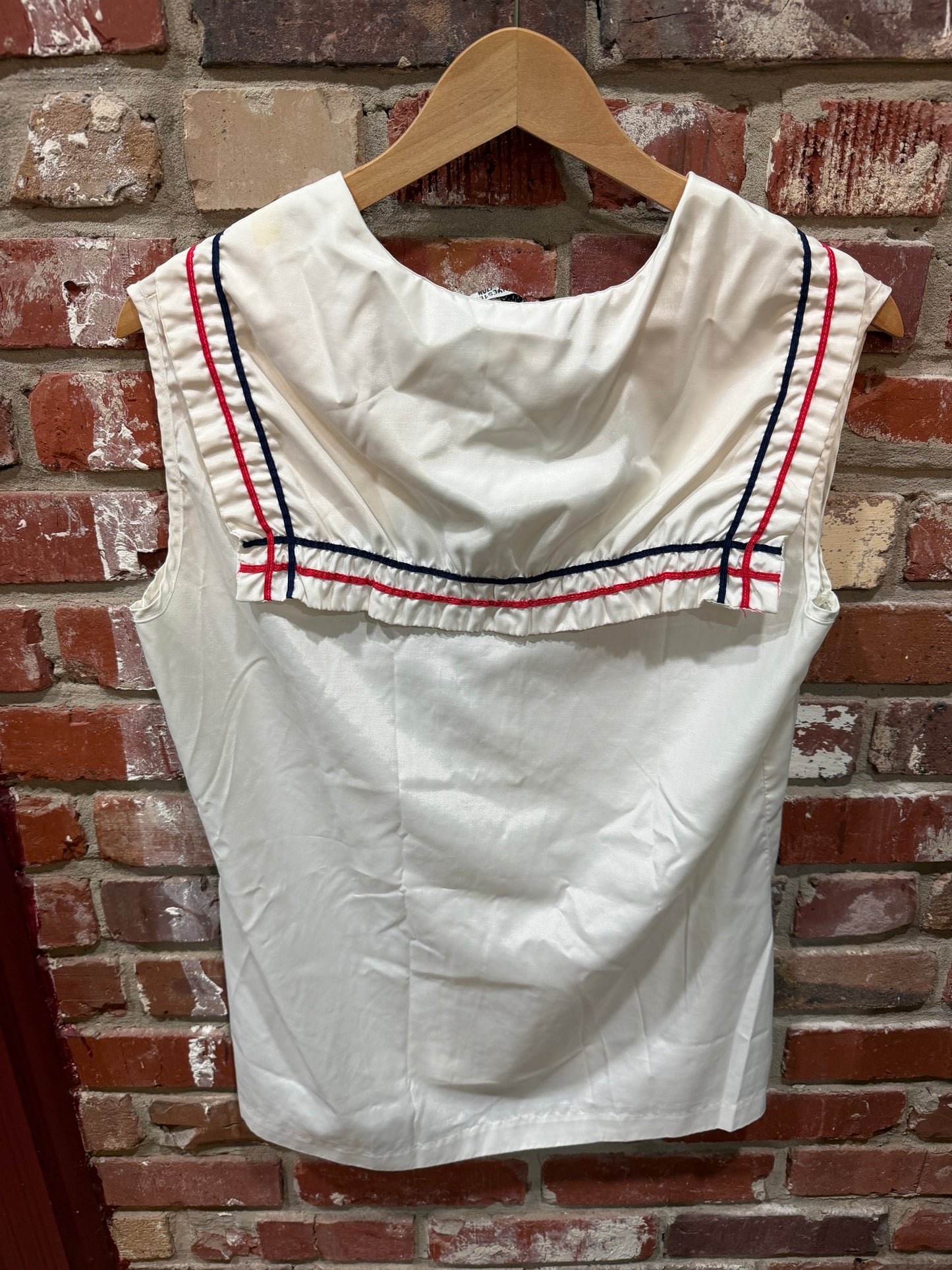 White Red/Blue Stripe Top
