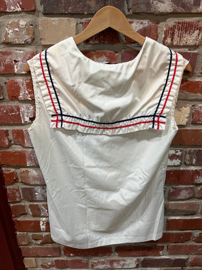 White Red/Blue Stripe Top