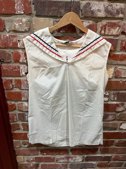 White Red/Blue Stripe Top