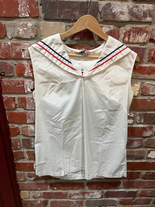 White Red/Blue Stripe Top