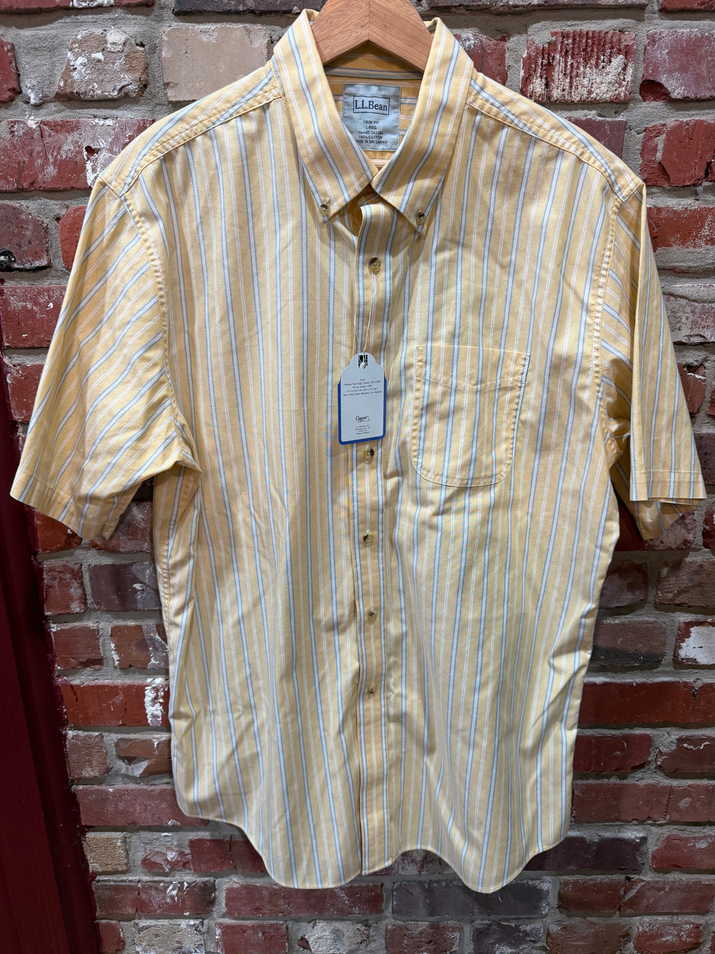 LL Bean Yellow-Blue Striped Shirt