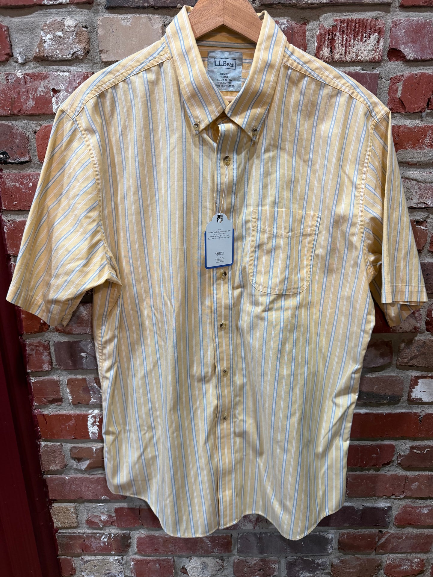 LL Bean Yellow-Blue Striped Shirt