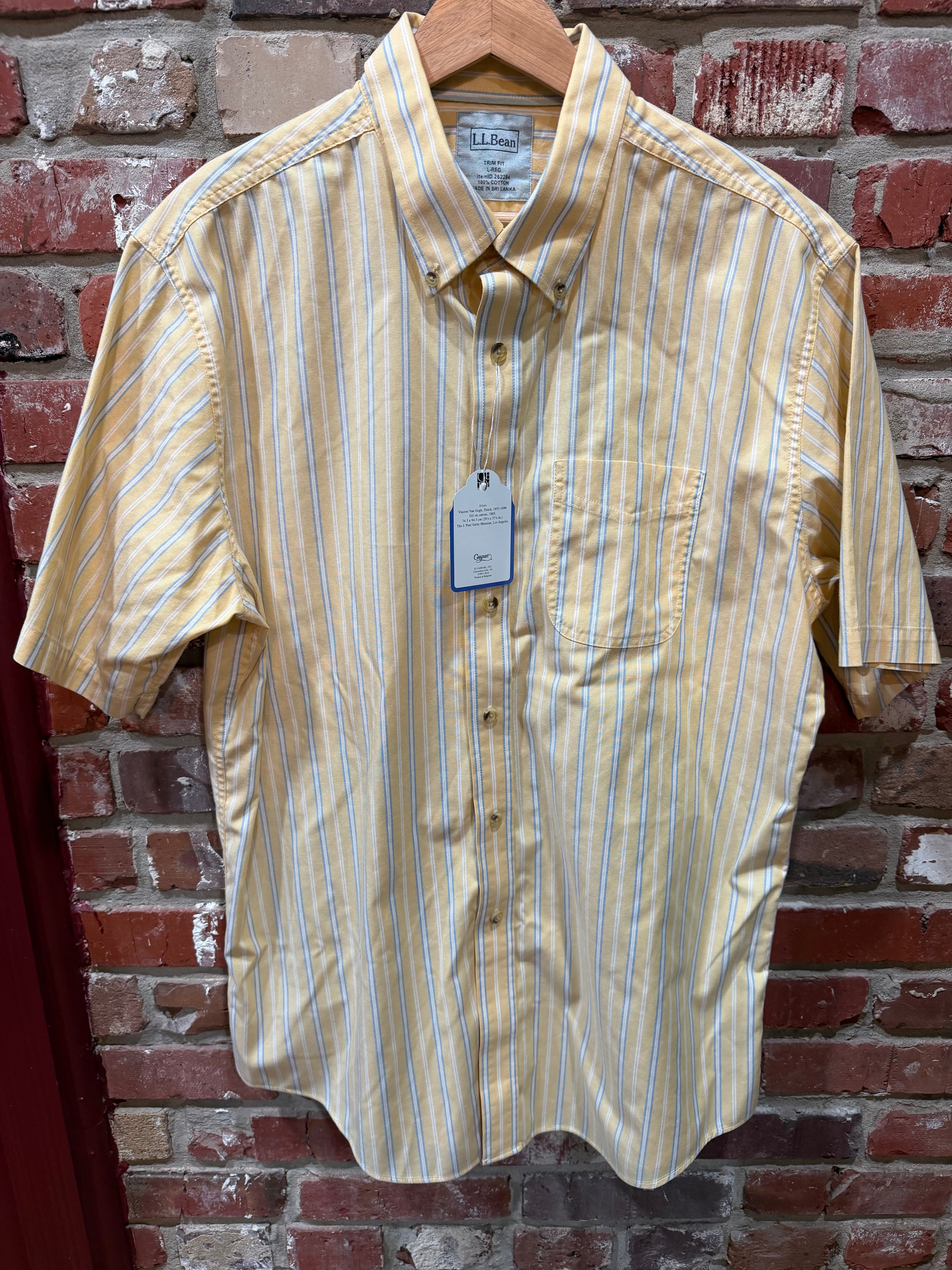 LL Bean Yellow-Blue Striped Shirt