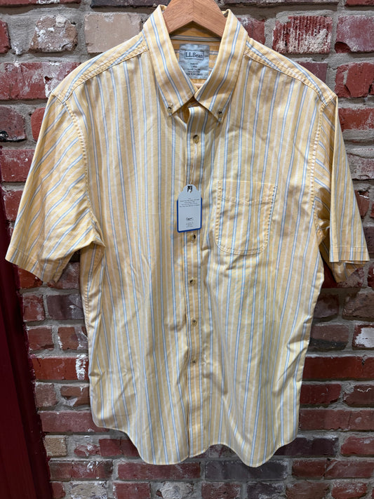 LL Bean Yellow-Blue Striped Shirt