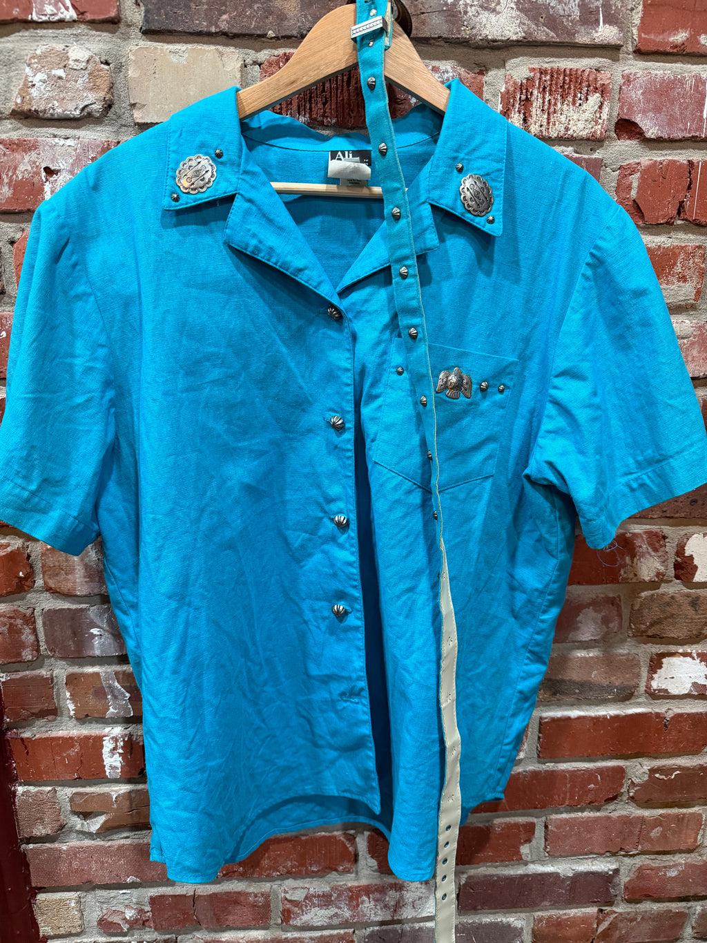 Ali Miles Turquoise Concho Shirt w/ Belt