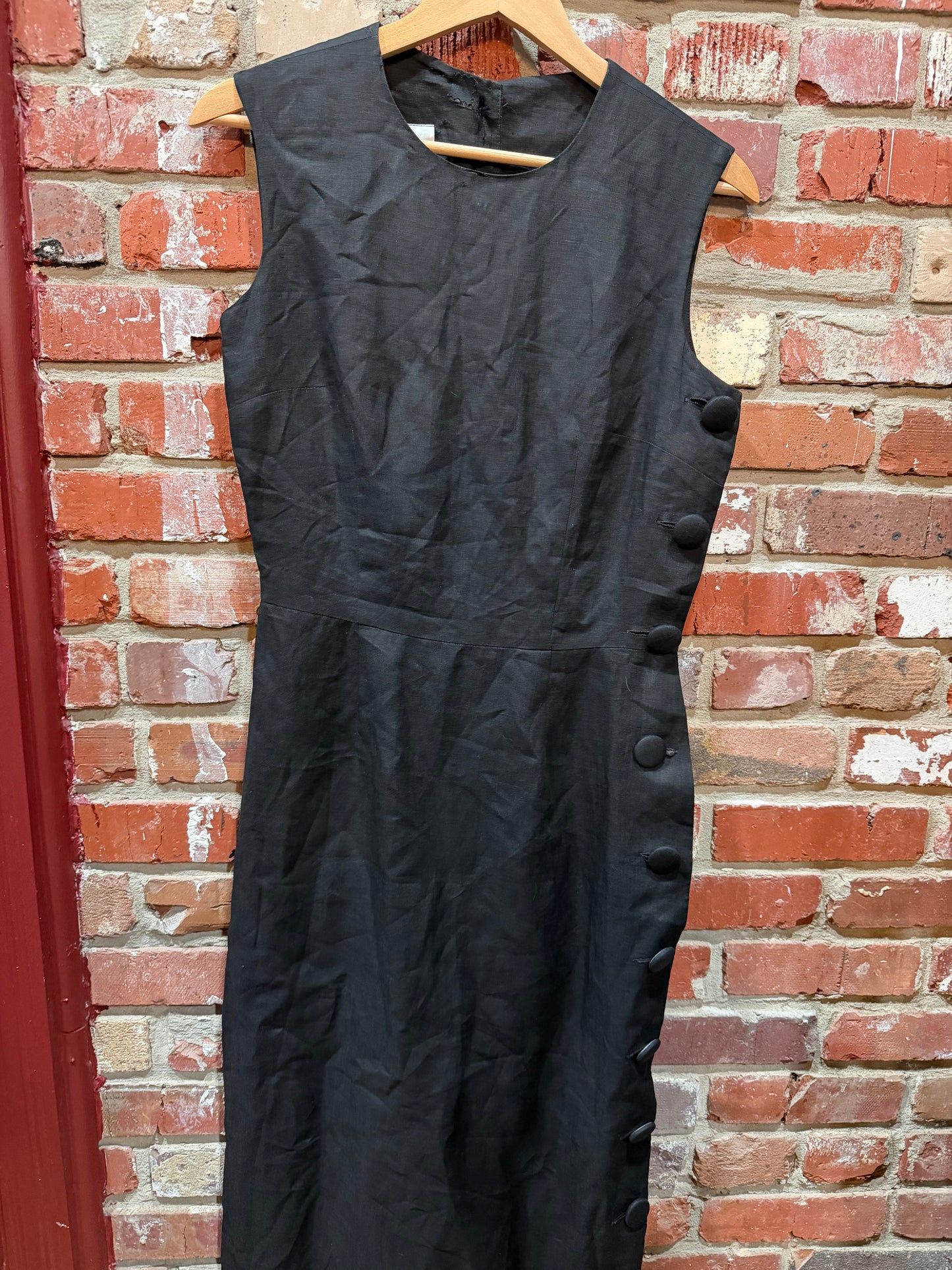 Elizabeth Simon Black Linen Dress