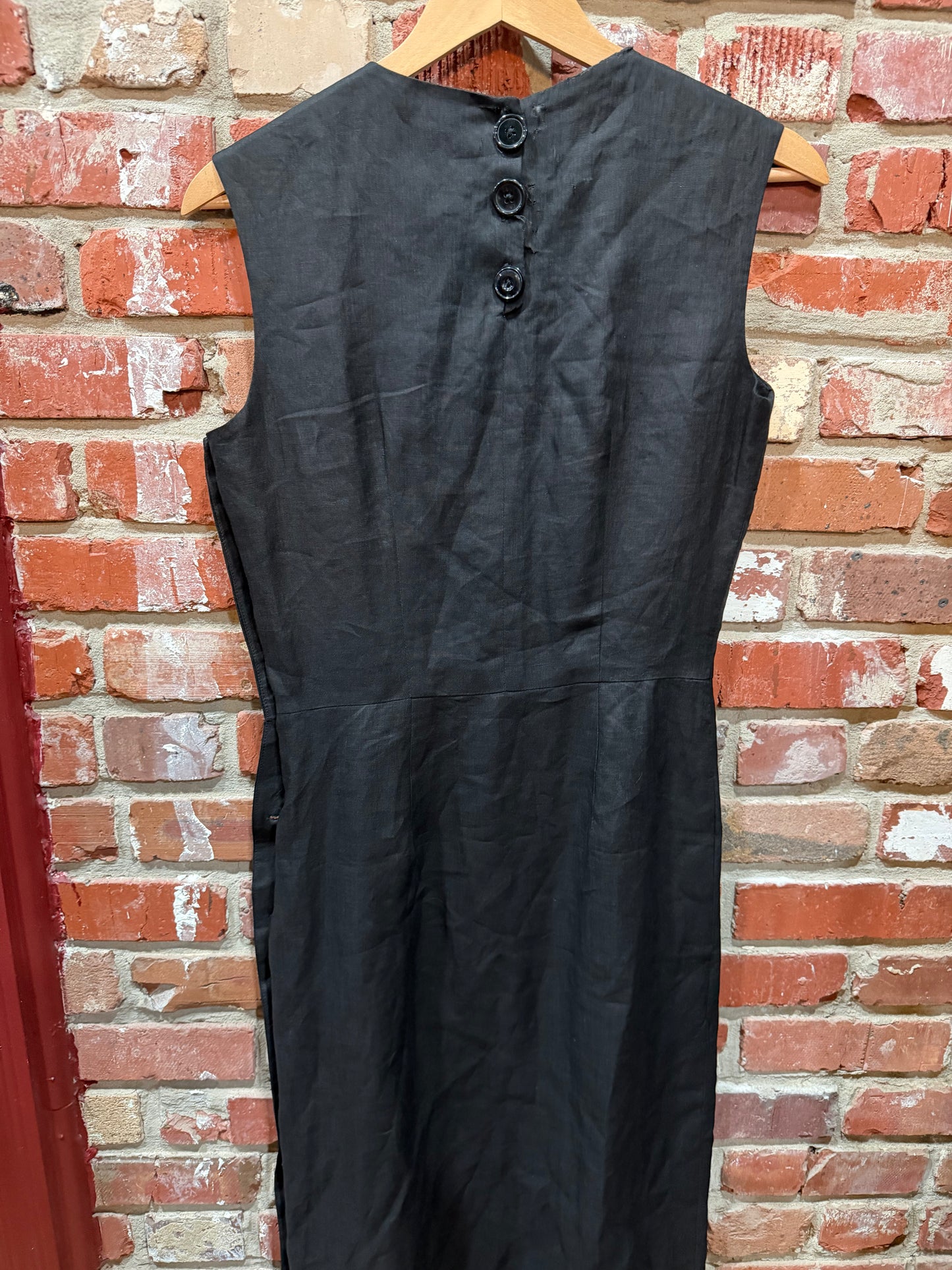 Elizabeth Simon Black Linen Dress
