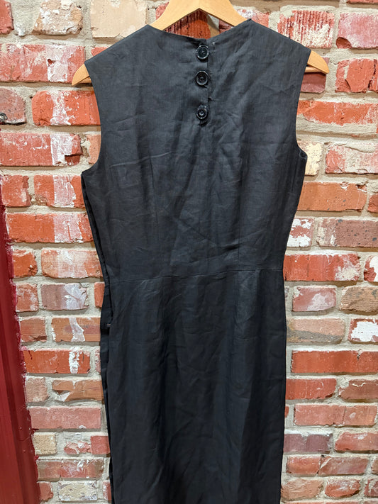 Elizabeth Simon Black Linen Dress