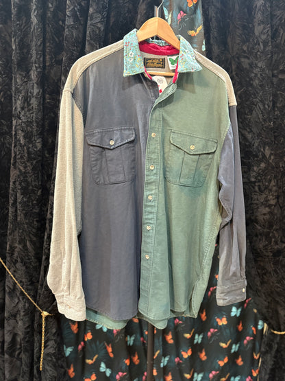 Custom Color Block Button Up