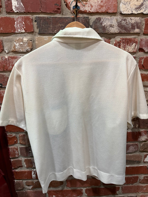 California by JCPenney White Geometric Knit Button-Up