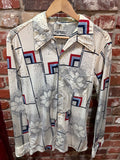 SPIRE White Geometric Print Button-Down